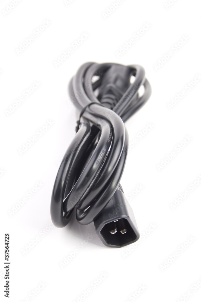 Fototapeta premium Black electric cable isolated