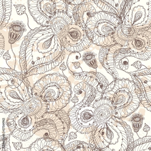 Vintage hand drawn seamless floral pattern