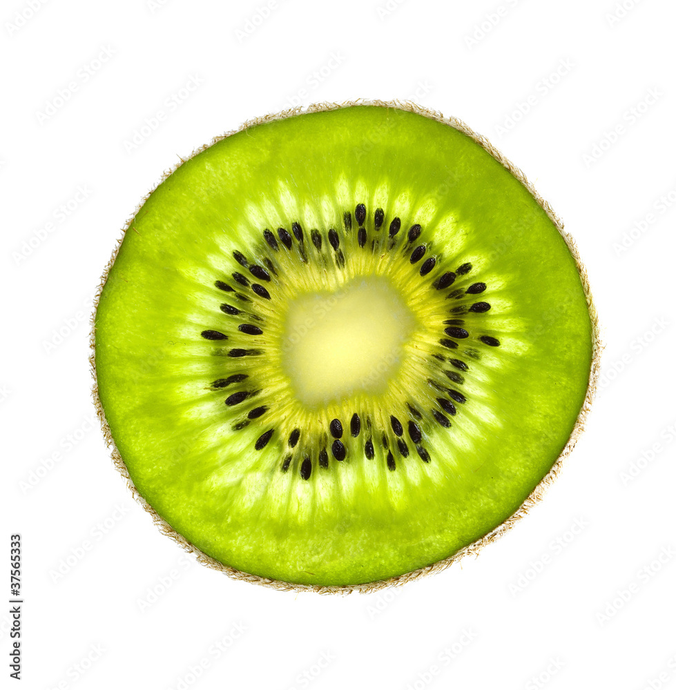 Beautiful slice of fresh juicy kiwi isolated on white background Beautiful slice of fresh juicy kiwi isolated on white background