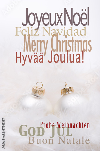 Weiße Weihnachtskugeln Merry Christmas