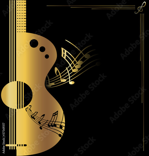 background golden guitar