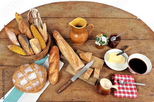table préparé, pour le petit déjeuner