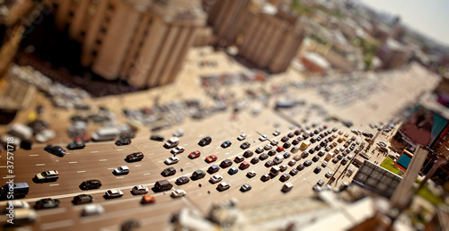 Принти на полотні Aerial Moscow view with tilt-shift effect