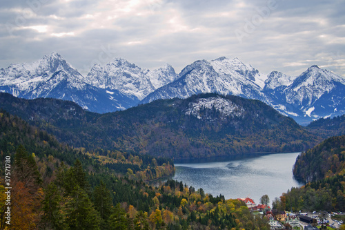 Alpsee lake over beautiful Alps