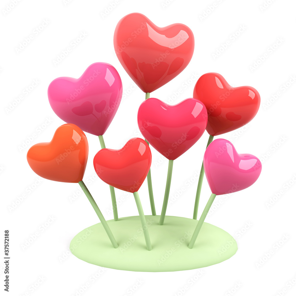 Heart flowers. 3d image. Heart flowers. 3d image.