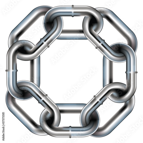 Seamless metal chain link border or frame - vector