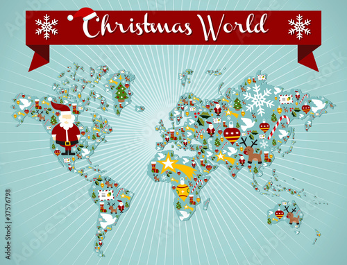 Christmas globe map concept