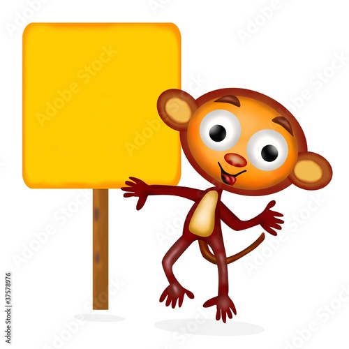 monkey con cartello