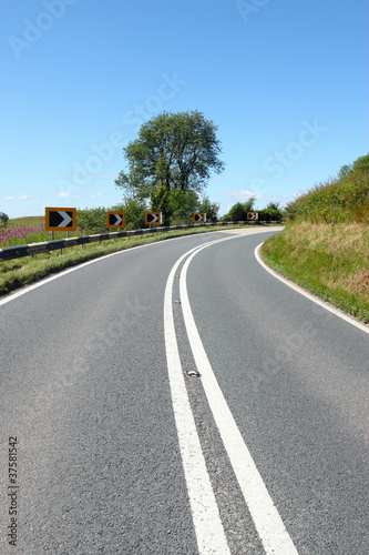 Tight bend on the Radnor forest road in Wales UK.