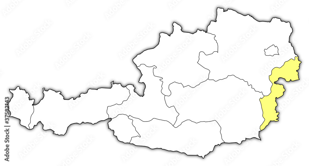 Map of Austria, Burgenland highlighted