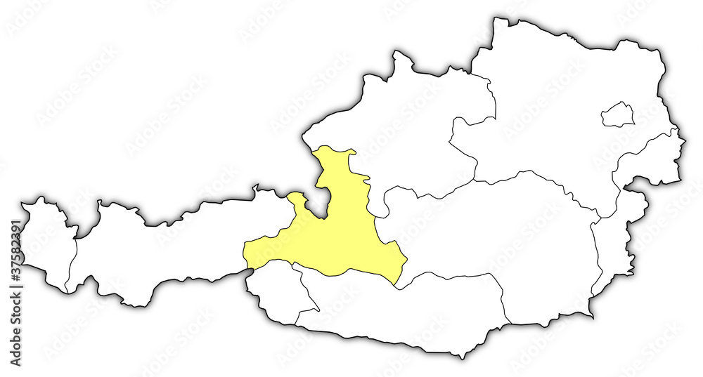 Map of Austria, Salzburg highlighted