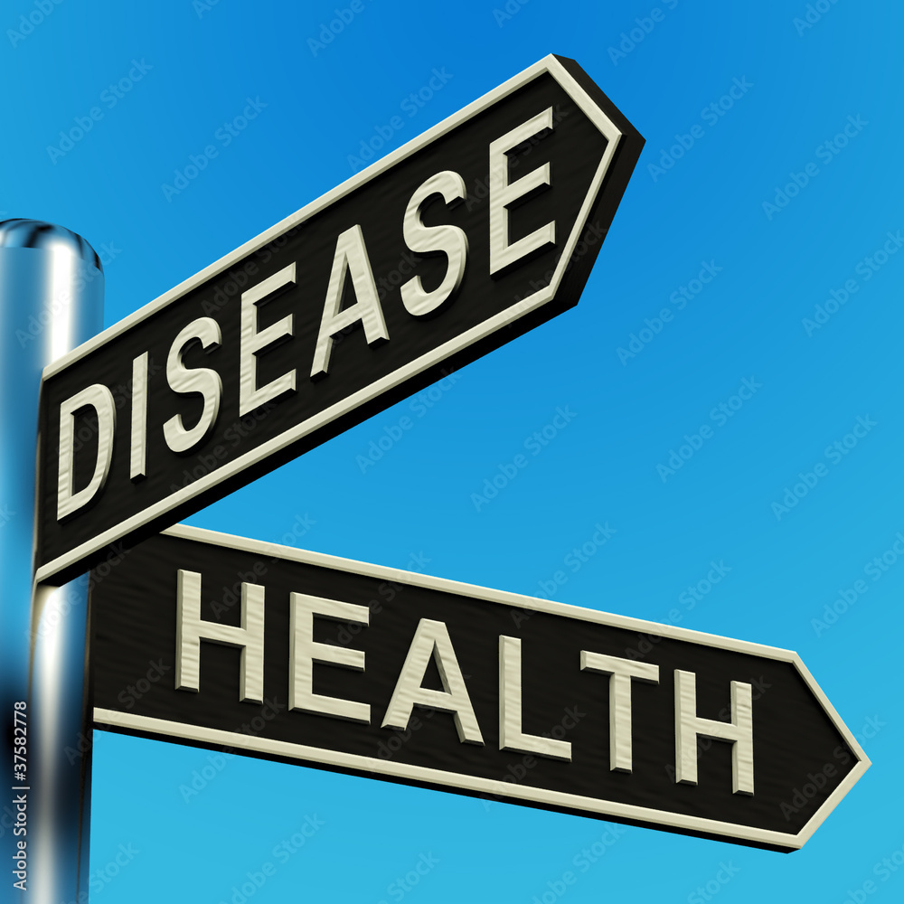 Disease Or Health Directions On A Signpost Disease Or Health Directions On A Signpost