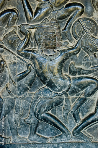 Bas Relief Kaurava fighter, Angkor Wat photo