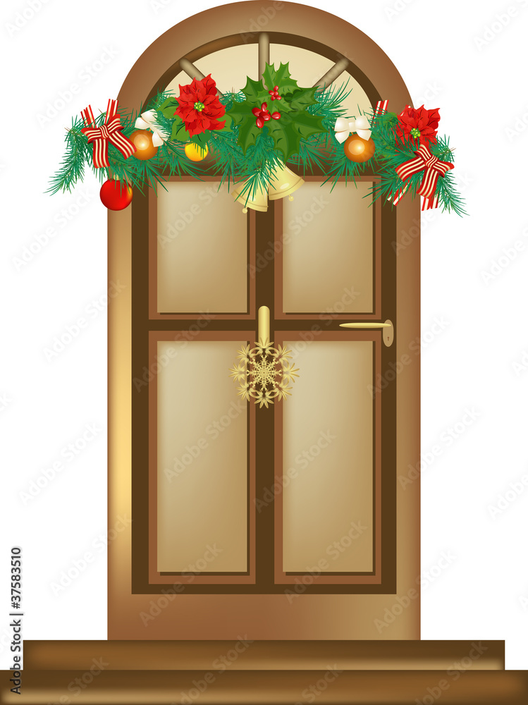 Naklejka premium Porta con decorazione natalizia