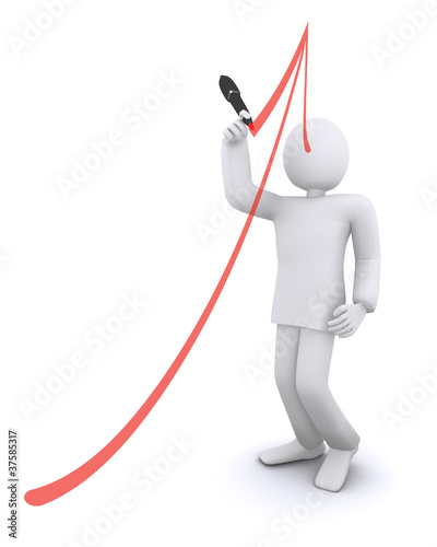 man who drawing success graph, arrow upwards