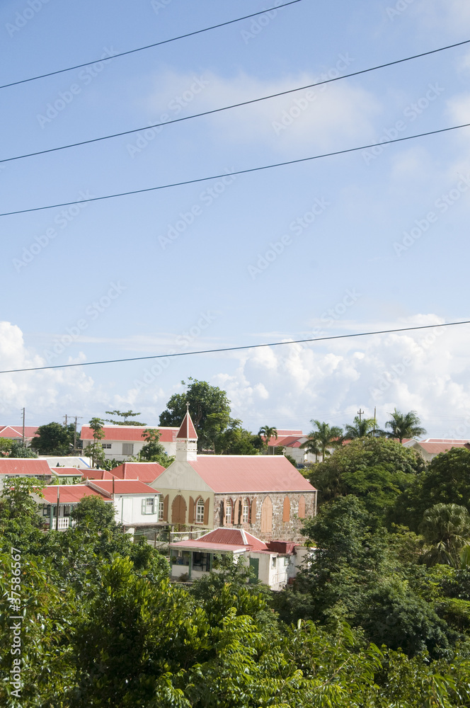 village with church Saba Dutch Caribbean Netherlands Antilles