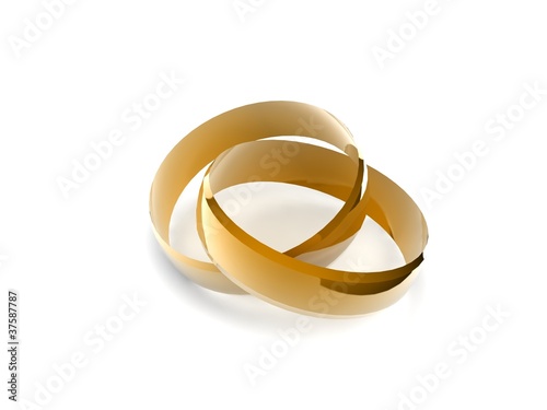 Golden rings. 3D render.