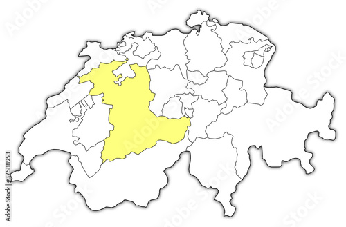 Map of Swizerland  Bern highlighted