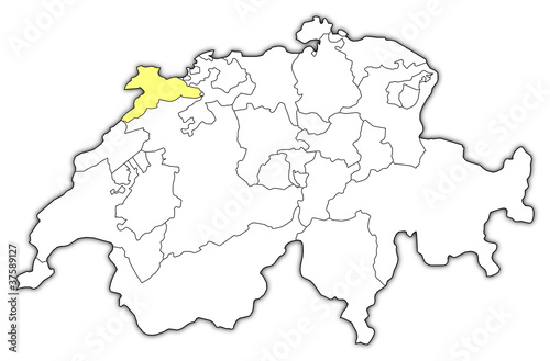 Map of Swizerland, Jura highlighted