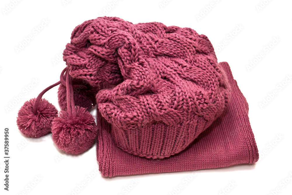 Fototapeta premium hat and scarf on a white background