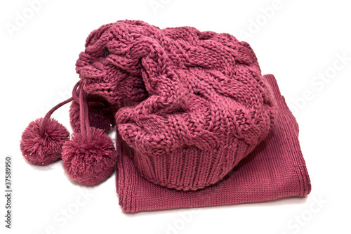 hat and scarf on a white background