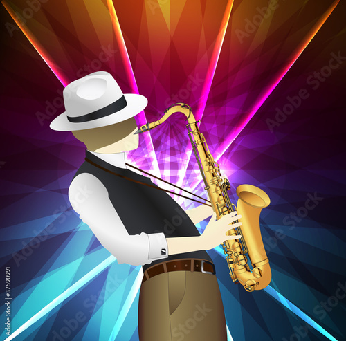 Saxophone player background illustration