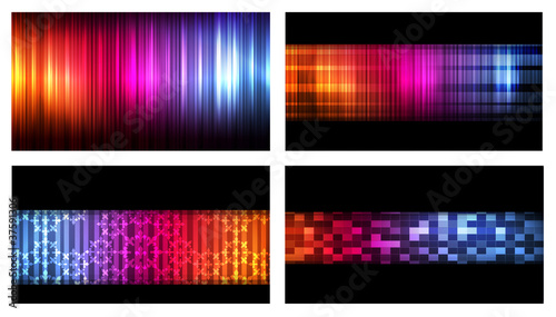 Set of colorful business cards neon background vector