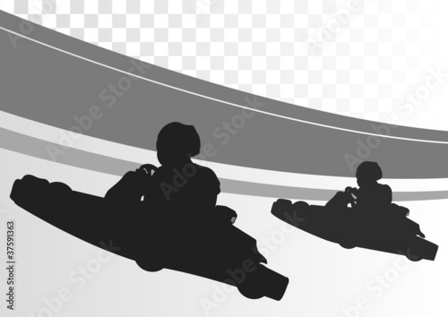 Go cart driver race track landscape background illustration
