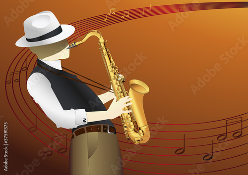 Saxophone player background illustration
