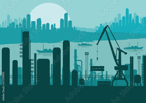 Industrial factory landscape background illustration