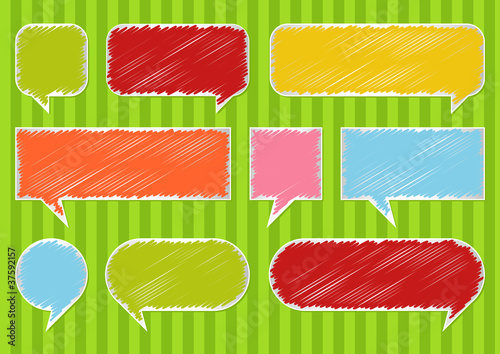 Colorful speech bubbles and balloons illustration