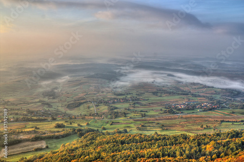 Morning scenery - fog in valley