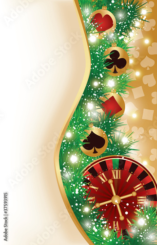 Casino Christmas banner with poker elements