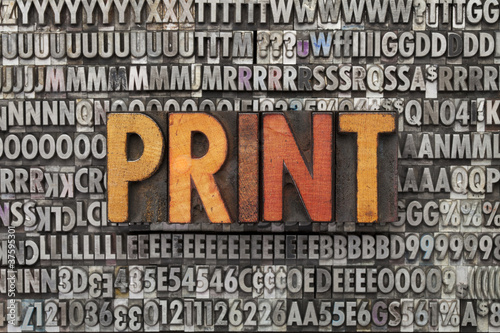 print word in letterpress type