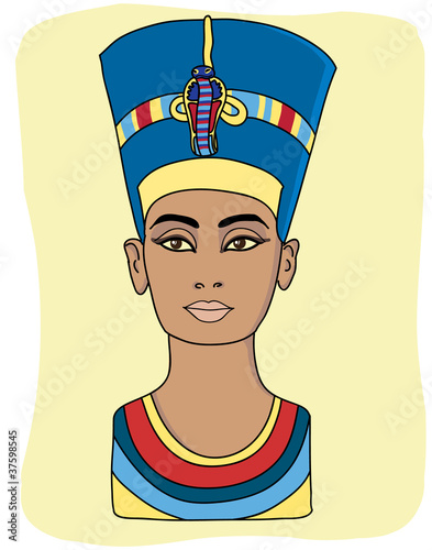 Nefertiti Bust Illustration, Egyptian 