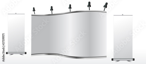 Blank trade exhibition stand and roll up banner