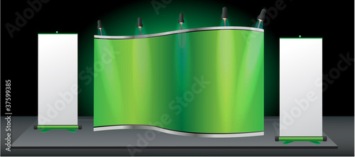 Blank Green trade exhibition stand and roll up
