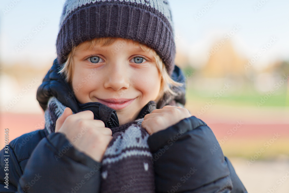 Smiling boy in autumn day Smiling boy in autumn day