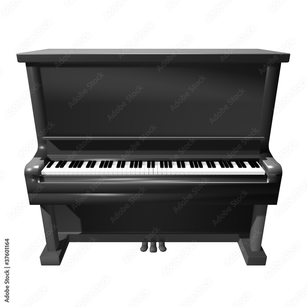 3D Piano icon front view isolated on white background 3D Piano icon front view isolated on white background