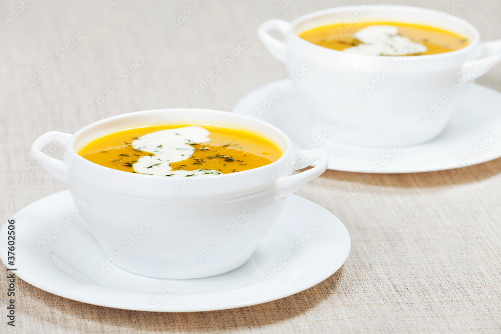 Fresh pumpkin soup