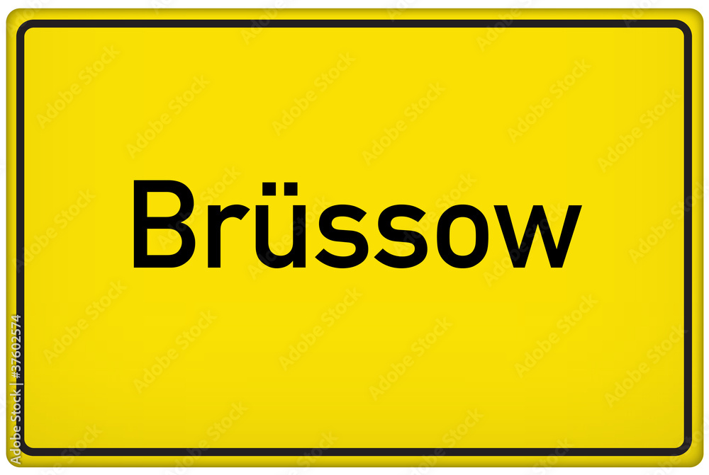 Ortseingangsschild der Stadt Brüssow Ortseingangsschild der Stadt Brüssow