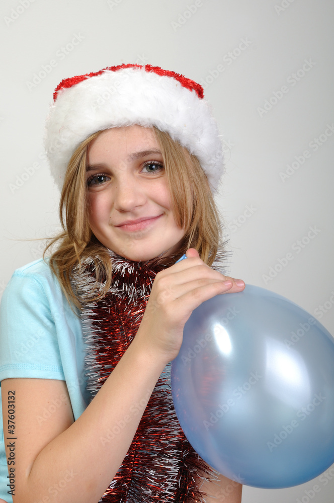 cute xmas girl with a balloon cute xmas girl with a balloon