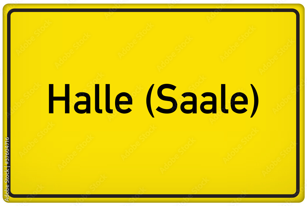 Ortseingangsschild der Stadt Halle (Saale) Ortseingangsschild der Stadt Halle (Saale)