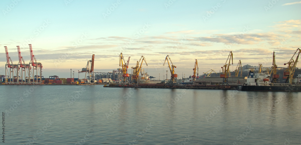 Cranes and containers at a port