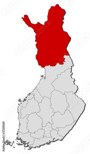 Map of Finland, Lapland highlighted