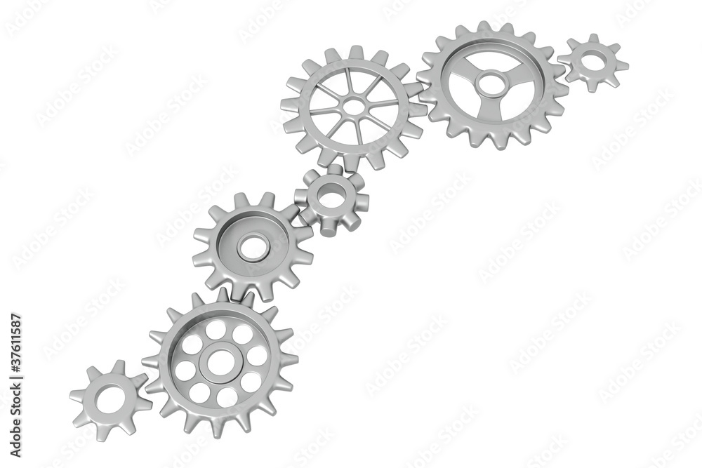 Different Cogwheels isolated on white background