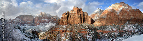 Sandstone Peaks In Winter, Zion NP, Utah