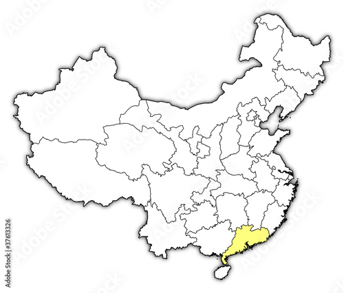 Map of China, Guangdong highlighted
