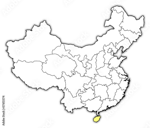Map of China, Hainan highlighted
