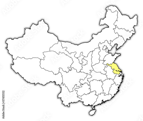 Map of China, Jiangsu highlighted